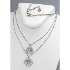 Подвійний ланцюжок із кулонами Stainless Steel. Сталь. Родій. Камені: білий циркон. Довжина ланцюжка: 40-45 см