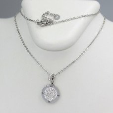 Ланцюжок з кулоном Stainless Steel. Сталь. Родій. Камені: білий циркон. Довжина ланцюжка: 46-50 см