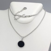 Ланцюжок із кулоном Stainless Steel із чорною емаллю. Сталь. Родій. Довжина ланцюжка: 46-51 см
