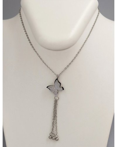 Ланцюжок із кулоном Stainless Steel. Сталь. Родій. Довжина ланцюжка: 45,5-50 см