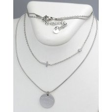 Подвійний ланцюжок із кулоном Stainless Steel. Сталь. Родій. Довжина ланцюжка: 40-45 см