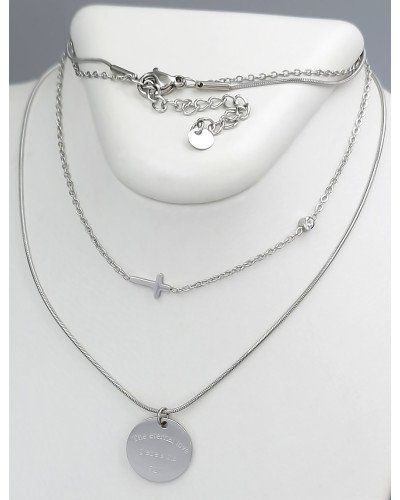 Подвійний ланцюжок із кулоном Stainless Steel. Сталь. Родій. Довжина ланцюжка: 40-45 см