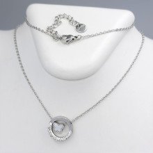 Ланцюжок із кулоном Stainless Steel. Сталь. Родій. Камені: білий циркон. Довжина ланцюжка: 45,5-50 см