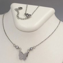 Ланцюжок із кулоном Stainless Steel. Сталь. Родій. Камені: білий циркон. Довжина ланцюжка: 47-52 см