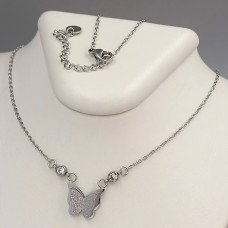 Ланцюжок із кулоном Stainless Steel. Сталь. Родій. Камені: білий циркон. Довжина ланцюжка: 47-52 см