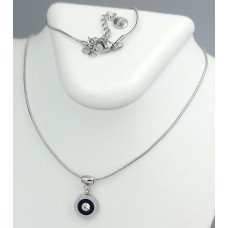 Ланцюжок із кулоном Stainless Steel із чорною емаллю. Сталь. Родій. Камені: білий циркон. Довжина ланцюжка: 45-50 см