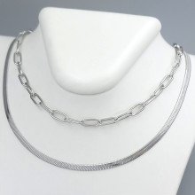Подвійний ланцюжок Stainless Steel. Сталь. Родій. Довжина: 41-46 см