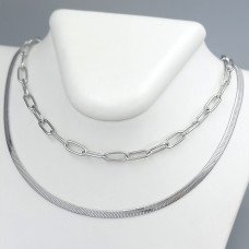 Подвійний ланцюжок Stainless Steel. Сталь. Родій. Довжина: 41-46 см