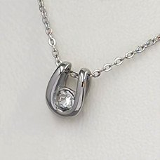 Ланцюжок із кулоном Stainless Steel. Сталь. Родій. Камені: білий циркон. Довжина: 47-52 см