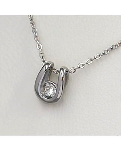 Ланцюжок із кулоном Stainless Steel. Сталь. Родій. Камені: білий циркон. Довжина: 47-52 см