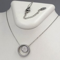 Ланцюжок із кулоном Stainless Steel. Сталь. Камені: білий циркон із білою емаллю. Довжина: 46-51 см