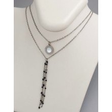 Подвійний ланцюжок з кулонами Stainless Steel з перламутровою емаллю. Сталь. Довжина основного ланцюжка: 40-45 см