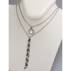 Подвійний ланцюжок з кулонами Stainless Steel з перламутровою емаллю. Сталь. Довжина основного ланцюжка: 40-45 см