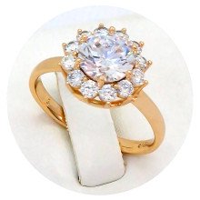 Каблучка XР. Позолота 18К. Камені: білий циркон. Є: 16р 17р 19р 20р