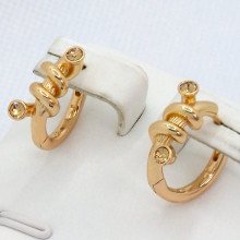 Сережки ХР. Позолота 18К. Камені: жовтий циркон. Діаметр: 18 см. Ширина: 5 мм.