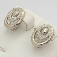 Сережки ХР. Родій. Камені: білий циркон. Довжина: 1,7 см. Ширина: 13 мм.