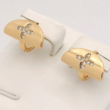 Сережки ХР. Позолота 18К. Камені: білий циркон. Длина: 16 мм. Ширина: 6 мм.