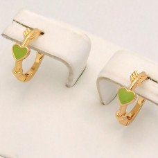 Сережки XР із зеленою емаллю. Позолота 18К. Діаметр: 10 мм. Ширина: 2 мм.