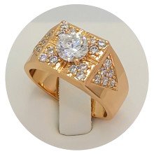 Печатка XР. Позолота 18К. Камені: білий циркон. Є:18р 19р 20р 21р 23р