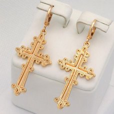 Сережки-хрестики ХР. Позолота 18К. Довжина: 50 мм. Ширина: 21 мм.