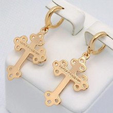 Сережки-хрестики ХР. Позолота 18К. Довжина: 40 мм. Ширина: 18 мм.