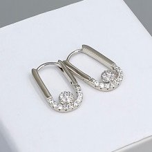 Сережки ХР. Родій. Камені: білий циркон. Довжина: 18 мм. Ширина: 2 мм.
