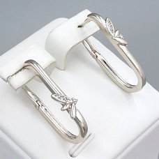Сережки ХР. Родій. Камені: білий циркон. Довжина: 25,5 мм. Ширина: 2,5 мм.