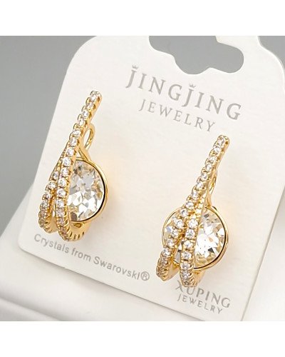 Сережки XР. Позолота 18К. Камені: Swarovski і білий циркон. Довжина: 20 мм. Ширина: 9 мм.