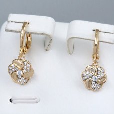 Сережки ХР. Позолота 18К. Камені: білий циркон. Довжина: 22 мм. Ширина: 9 мм.