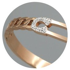 Жорсткий браслет Stainless Steel. Сталь. Позолота ЧВ. Камені: білий циркон. Діаметр: 62 мм. Ширина: 7 мм.