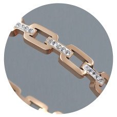 Жорсткий браслет Stainless Steel. Сталь. Позолота ЧВ. Камені: білий циркон. Діаметр: 62 мм. Ширина: 6 мм.