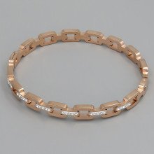 Жорсткий браслет Stainless Steel. Сталь. Позолота ЧВ. Камені: білий циркон. Діаметр: 62 мм. Ширина: 6 мм.