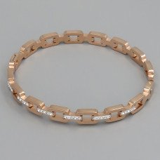 Жорсткий браслет Stainless Steel. Сталь. Позолота ЧВ. Камені: білий циркон. Діаметр: 62 мм. Ширина: 6 мм.