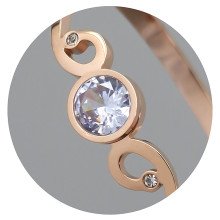 Жорсткий браслет Stainless Steel. Сталь. Позолота ЧВ. Камені: білий циркон. Діаметр: 62 мм. Ширина: 9 мм.