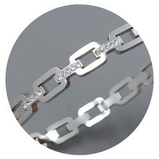 Жорсткий браслет Stainless Steel з емаллю. Родій. Сталь. Камені: білий циркон. Діаметр: 62 мм. Ширина: 8 мм.