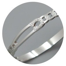 Жорсткий браслет Stainless Steel з емаллю. Родій. Сталь. Камені: білий циркон. Діаметр: 62 мм. Ширина: 8 мм.