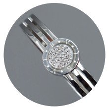 Жорсткий браслет Stainless Steel з емаллю. Родій. Сталь. Камені: білий циркон. Діаметр: 62 мм. Ширина: 14 мм.