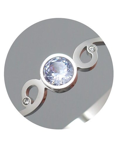Жорсткий браслет Stainless Steel з емаллю. Родій. Сталь. Камені: білий циркон. Діаметр: 62 мм. Ширина: 10 мм.