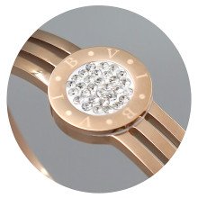 Жорсткий браслет Stainless Steel. Сталь. Позолота ЧВ. Камені: білий циркон. Діаметр: 62 мм. Ширина: 14 мм.