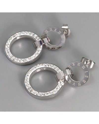 Сережки-гвоздики Stainless Steel з білою емаллю. Сталь. Родій. Камені: білий циркон. Довжина: 31 мм. Ширина: 20 мм.