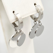 Сережки Stainless Steel. Сталь. Родій. Довжина: 30 мм. Ширина: 14 мм.