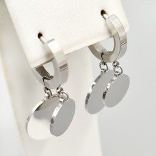 Сережки Stainless Steel. Сталь. Родій. Довжина: 30 мм. Ширина: 14 мм.