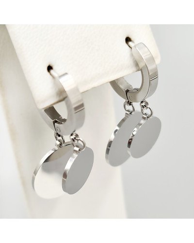 Сережки Stainless Steel. Сталь. Родій. Довжина: 30 мм. Ширина: 14 мм.