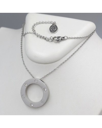 Ланцюжок із кулоном Stainless Steel. Сталь. Родій. Камені: циркон. Довжина: 40-45 см