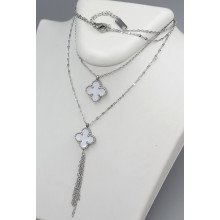 Подвійний двосторонній ланцюжок із кулоном Stainless Steel. Сталь. Родій. Довжина: 38-42 см