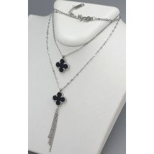Подвійний двосторонній ланцюжок із кулоном Stainless Steel. Сталь. Родій. Довжина: 38-42 см