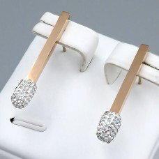 Сережки-гвоздики Stainless Steel. Сталь. Позолота ЧВ. Камені: білий циркон. Довжина: 30 мм. Ширина: 5 мм.