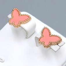Сережки-гвоздики Stainless Steel з емаллю. Сталь. Позолота ЧВ. Довжина: 10 мм. Ширина: 13 мм.
