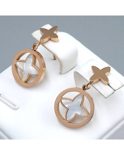 Сережки-гвоздики Stainless Steel з емаллю. Сталь. Позолота ЧВ. Довжина: 25 мм. Ширина: 13 мм.