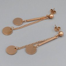 Сережки-гвоздики Stainless Steel. Сталь. Позолота ЧВ. Довжина: 60 мм. Ширина: 10 мм.